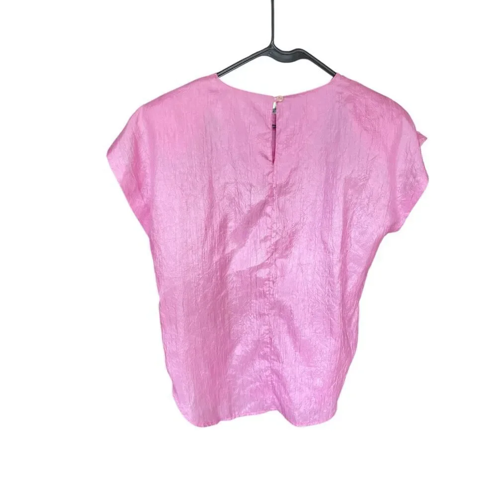 Vintage Marie St Monèt Pink Lightweight Short-Sleeve Top Size 12 - Picture 5 of 8
